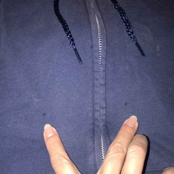 Hanes ultimate cotton medium blue zippered hoodie damaged 💕 - Picture 8 of 8